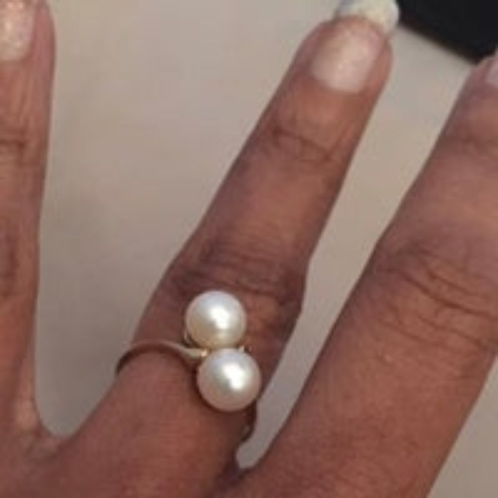 💕14kt DOUBLE PEARL TWIST RING💕